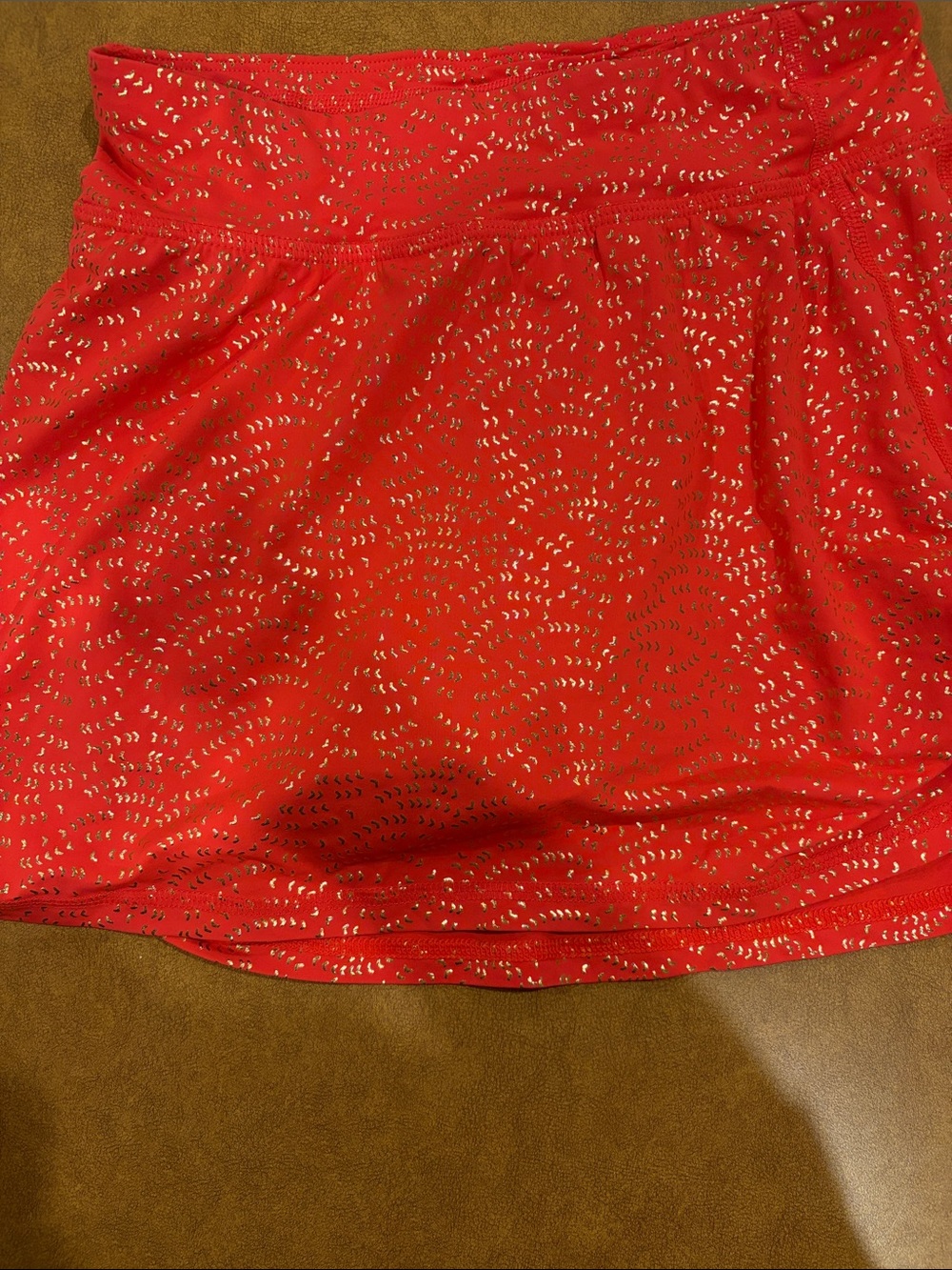 all in motion Red Mini Skirt with Gold Dot Accents